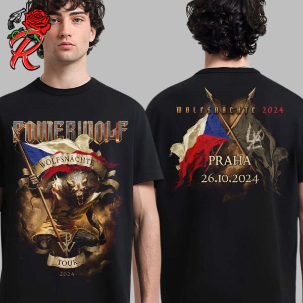 Powerwolf The Wolfsnachte Tour 2024 In Prague City Shirt On October 26 2024 Merch Two Sides Unisex T-Shirt