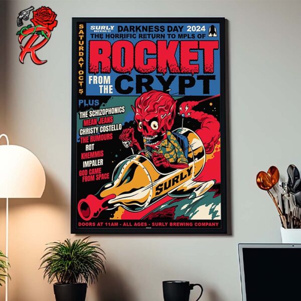 Rocket From The Crypt Darkness Day 2024 On October 5 2024 At Surly Brewing Company Home Decor Poster Canvas