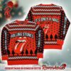 Rolling Stones Holiday Logo With Santa Hat Rhombus Pattern Sknowflakes Knitted Vintage Ugly Christmas Sweater