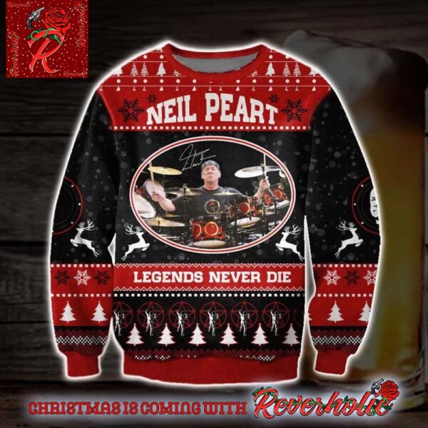 Rush Drummer Neil PeartLegends Never Die Ugly Christmas Sweater