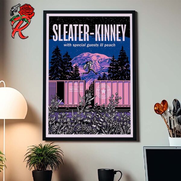 Sleater Kinney With Special Guests Ill Peach Limited Edition Poster Tacoma Washington On Octocber 6 2024 Home Decor Poster Canvas