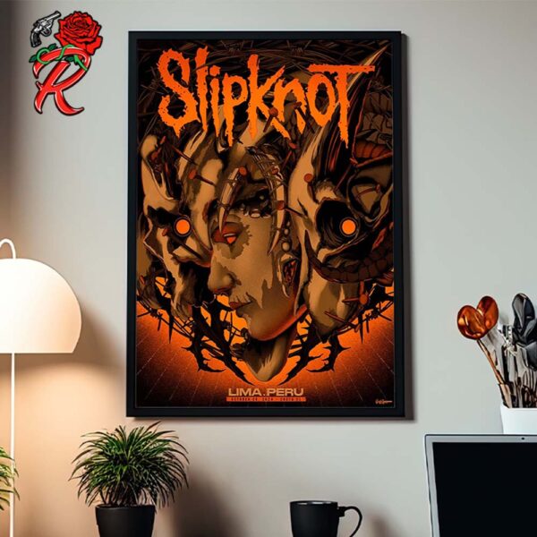 Slipknot Merch Poster For Show In Lima Peru At Costa 21 On October 28 2024 Home Decor Poster Canvas