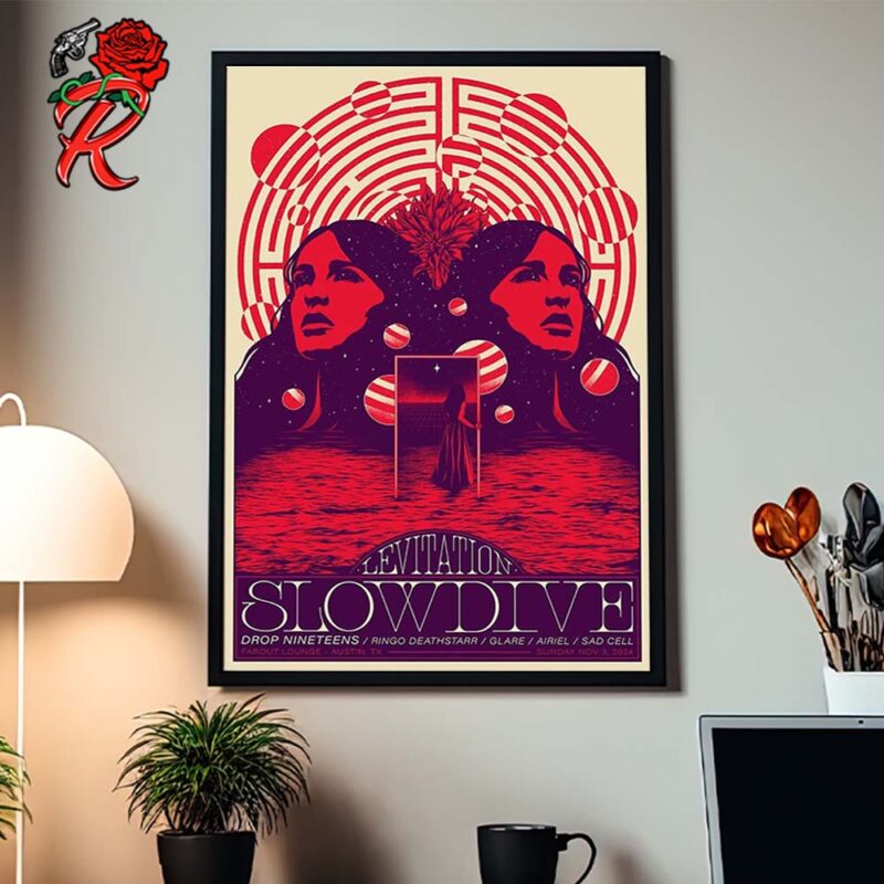 Slowdive Poster For Show At Levitation 2024 In Farout Lounge In Austin