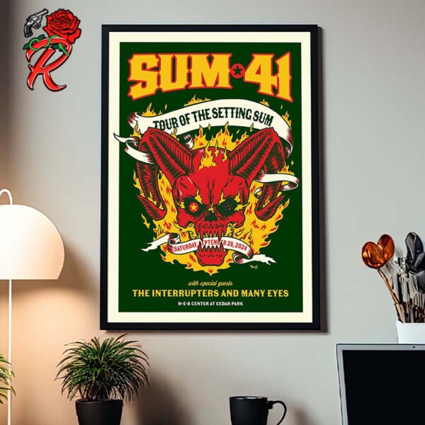 Sum 41 Tour Of The Setting Sum Poster For Their Stop In Austin Texas On September 28 2024 At HEB Center At Cedar Park Home Decor Poster Canvas