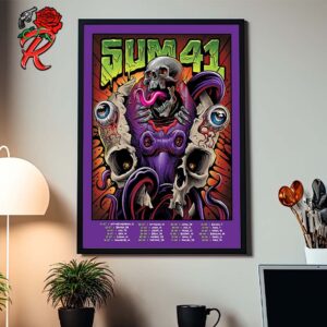 Sum 41 Tour Poster For Europe And UK Tour Of The Setting Sum 2024 Full Tour Dates Home Decor Poster Canvas