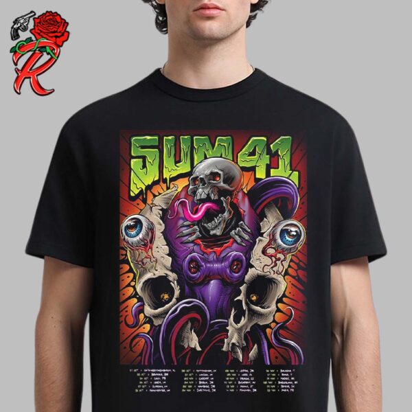 Sum 41 Tour Poster For Europe And UK Tour Of The Setting Sum 2024 Full Tour Dates Unisex T-Shirt