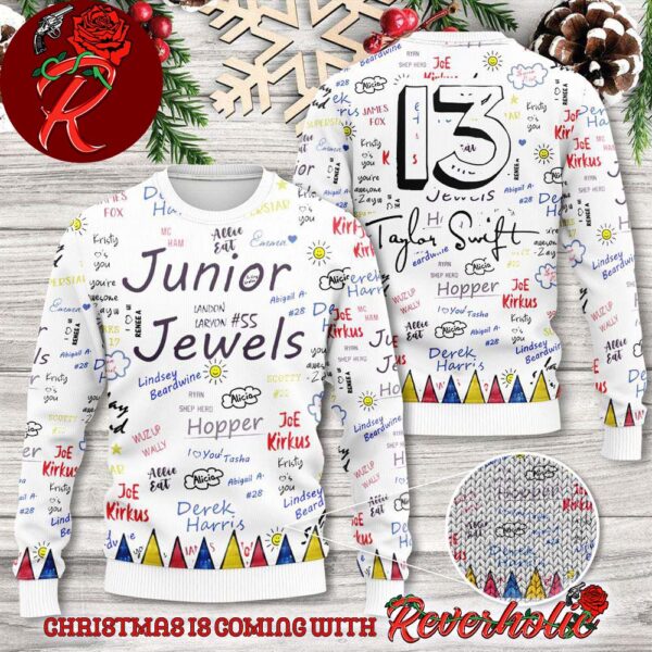 Taylor Swift 13 Junior Jewels White Knitted Ugly Christmas Sweater