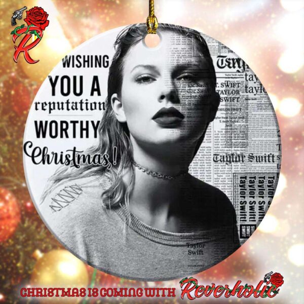 Taylor Swift Eras Tour Wishing You A Reputation Worthy Christmas Ceramic Christmas Ornament