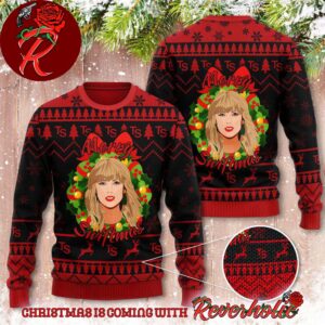 Taylor Swift Merry Swiftmas With Christmas Wreath Knitted Ugly Christmas Sweater