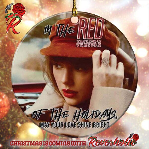 Taylor Swift Red Album In The Red Taylor Version Of The Holidays Christmas Ceramic Ornament