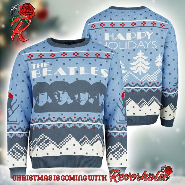 The Beatles Young Band Members Happy Holidays 2024 Knitted Ugly Christmas Sweater Jumper