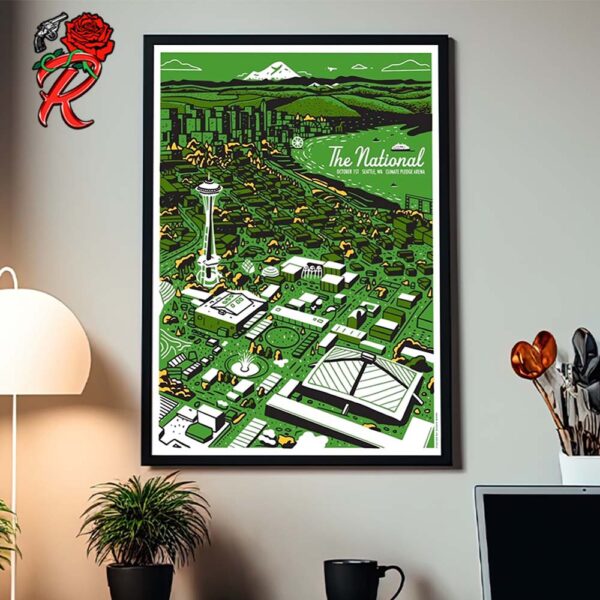 The National Concert Poster For Seattle Washington At Climate Pledge Arena On October 1 2024 Home Decor Poster Canvas