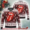 Rolling Stones Signature Tounge Logo All Over Pattern Knitted Red Ugly Christmas Sweater