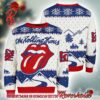 Rolling Stones Signature Tounge Logo All Over Pattern Knitted Red Ugly Christmas Sweater