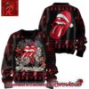 Rolling Stones Big Logo With Candy Crane Stripes Ugly Christmas Sweater