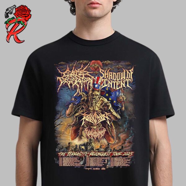 The Terrasitic Reconquest Tour 2025 Tour Dates Poster With Cattle Decapitation Shadow Of Intent Vulvodynia And Revocation Unisex T-Shirt