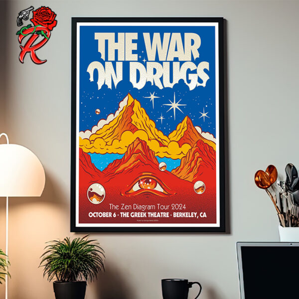 The War On Drugs The Zen Diagram Tour 2024 Official Poster For Berkeley California At The Greek Theatre On October 6 2024 Home Decor Poster Canvas