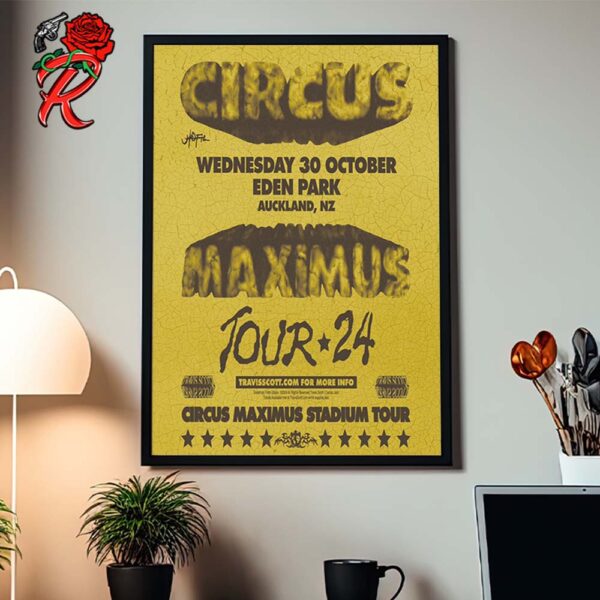 Travis Scott Circus Maximus Tour 2024 In Auckland New Zealand On October 30 2024 Home Decor Poster Canvas