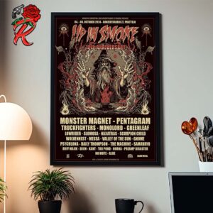 Up In Smoke 10th Anniversary Festival In Pratteln CH At Z7 Konzertfabrik On 4 5 6 October 2024 Full Lineup With The Wizard Artwork Home Decor Poster Canvas