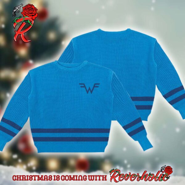 Weezer Blue Fisherman Knitted Blue Ugly Christmas Sweater