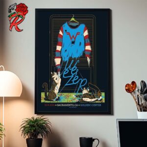 Weezer Official Poster Show In Sacramento California At Golden 1 Center On October 8 2024 Celebrate The Sweater Song With Special Kitties Art Home Decor Poster Canvas