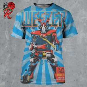 Weezer Voyage To The Blue Planet Concert Poster For Dallas Texas At American Airlines Arena On September 29 2024 Instrument Robot Artwork All Over Print Shirt