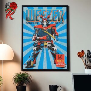 Weezer Voyage To The Blue Planet Concert Poster For Dallas Texas At American Airlines Arena On September 29 2024 Instrument Robot Artwork Home Decor Poster Canvas