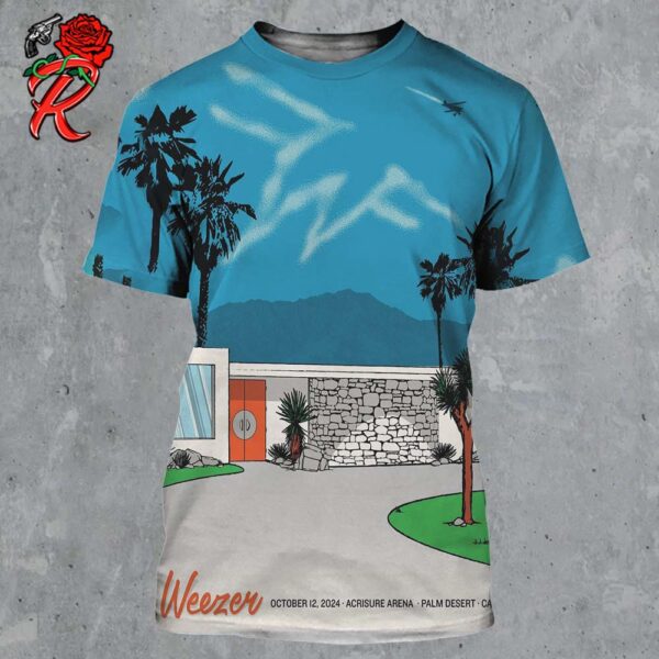 Weezer Voyage To The Blue Planet Tour Poster In Palm Desert California On October 12 2024 At Acrisure Arena All Over Print Shirt