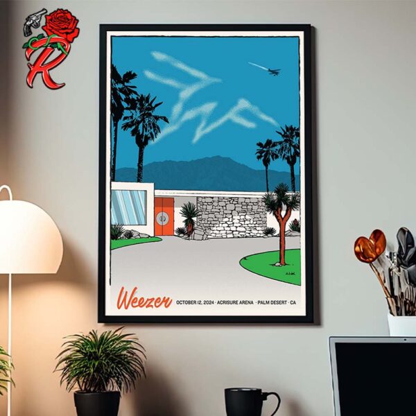 Weezer Voyage To The Blue Planet Tour Poster In Palm Desert California On October 12 2024 At Acrisure Arena Home Decor Poster Canvas