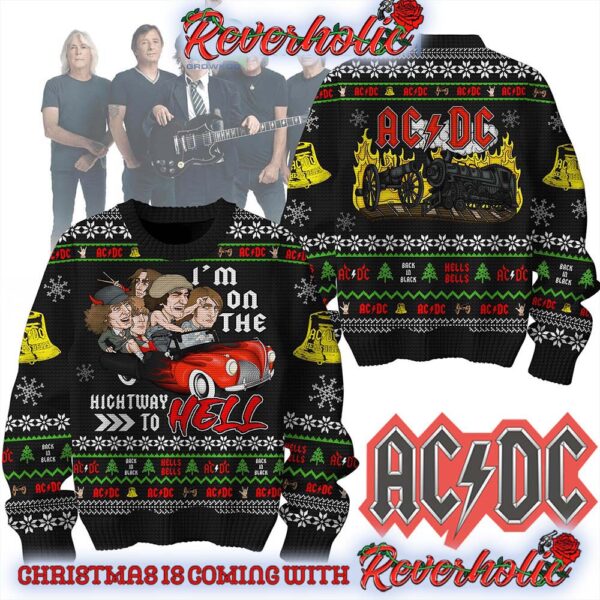 ACDC On The Highway To Hell Ugly Christmas Sweater