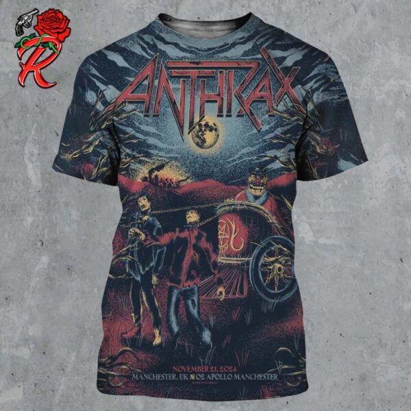 Anthrax And Kreator Poster For Show In Manchester UK At O2 Apollo Manchester November 21 2024 All Over Print Shirt