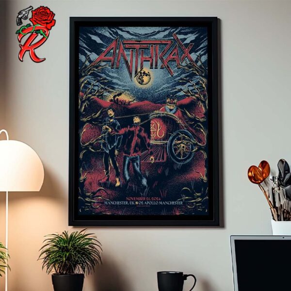 Anthrax And Kreator Poster For Show In Manchester UK At O2 Apollo Manchester November 21 2024 Home Decor Poster Canvas