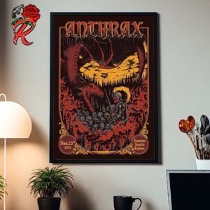 Anthrax Poster For Show In London UK At Eventim Apollo London On November 23 2024 The Knight Versus Dragon Art Home Decor Poster Canvas