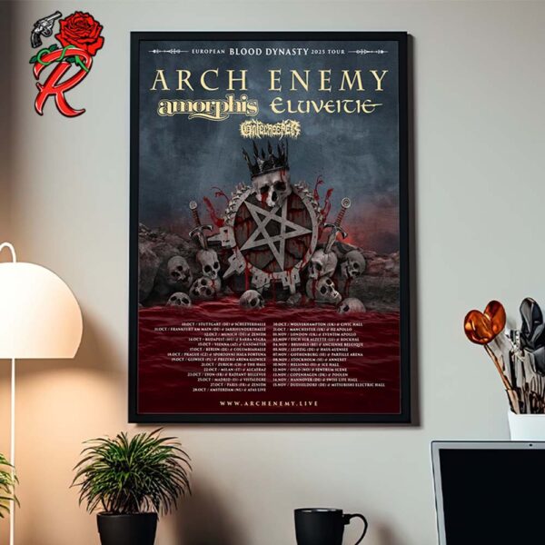 Arch Enemy European Blood Dynasty 2025 Tour Schedule Dates List Home Decor Poster Canvas