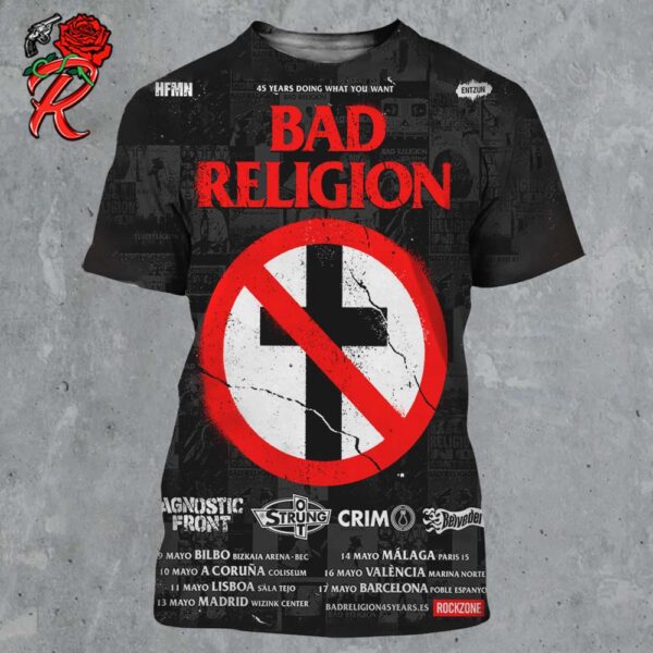 Bad Religion 45 Years Doing What You Want Tour 2025 Tour Dates List All Over Print Shirt