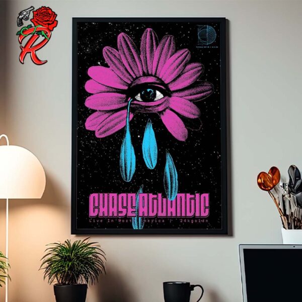 Chase Atlantic Live In North America Gig Poster 2024 Tearing Sun Flower Home Decor Poster Canvas