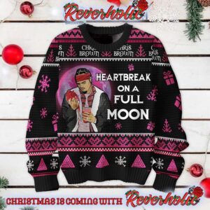 Chris Brown Heartbreak On The Full Moon Christmas Gifts For Holiday Christmas Ugly Sweater