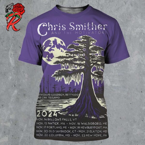 Chris Smither And The Motivators Fall 2024 Tour Poster The Bald Cypress Tree Art With Tour Dates List All Over Print Shirt