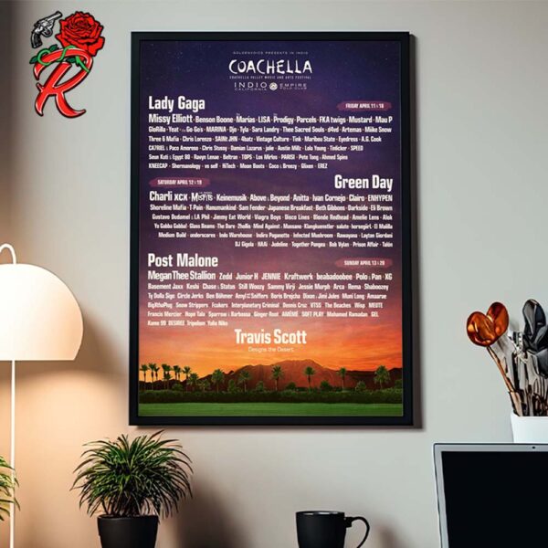 Coachella 2025 Lineup Poster Coachella Valley Music And Arts Festival Indio California April 2025 Home Decor Poster Canvas