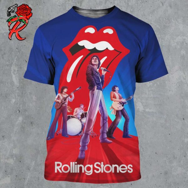 Collectionzz x The Rolling Stones Tour Of The Americas 1975 Pomp Rock Main Edition All Over Print Shirt