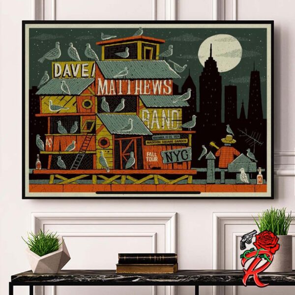 Dave Matthews Band Fall Tour Poster For Show In New York City At Madison Square Garden On November 22 And 23 2024 Home Decor Poster Canvas