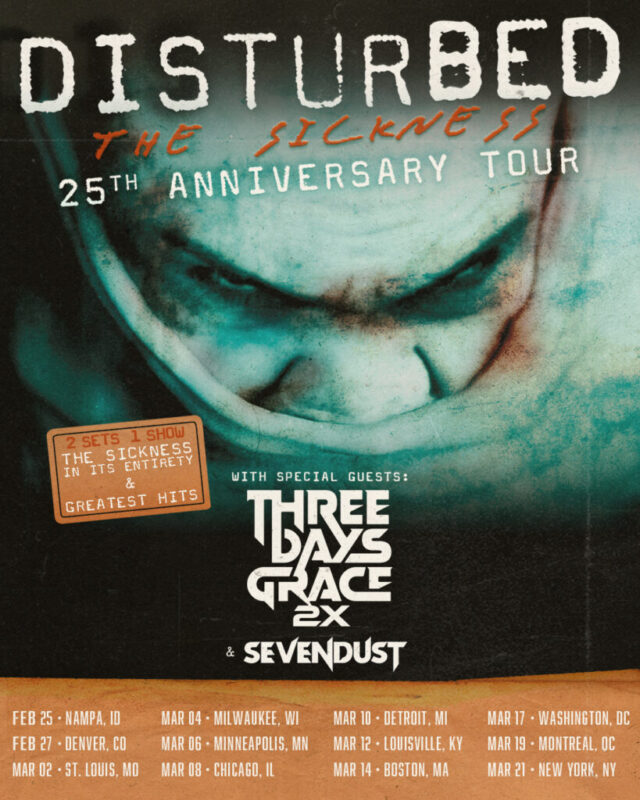 Disturbed The Sickness 25th Anniversary Tour Date 2025