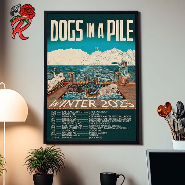 Dogs In A Pile Winter Tour 2025 Tour Dates List Poster Home Decor Poster Canvas