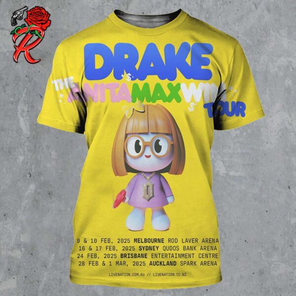 Drake The Anita Max Win Tour In Australia And New Zealand 2025 Tour Date List All Over Print Shirt