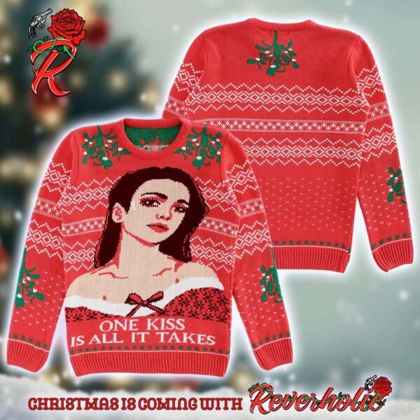 Dua Lipa Mistletoe One Kiss Is All It Takes Knitted Ugly Christmas Sweater