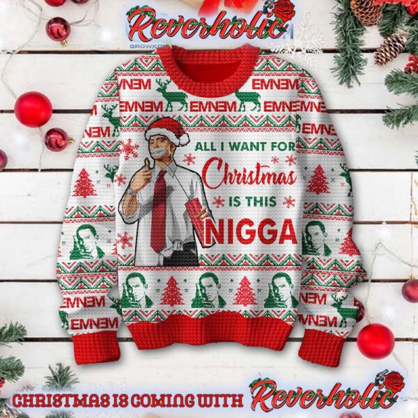 Eminem Rapper Is All I Want For Christmas Gifts For Holiday Christmas Ugly Sweater