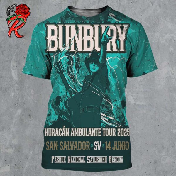 Enrique Bunbury Huracan Ambulante Tour 2025 Poster For Show In San Salvador At El Salvador June 14 2025 All Over Print Shirt