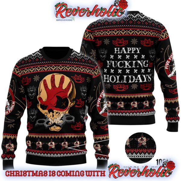 Five Finger Death Punch Skull Happy Fucking Holiday Ugly Christmas Sweater