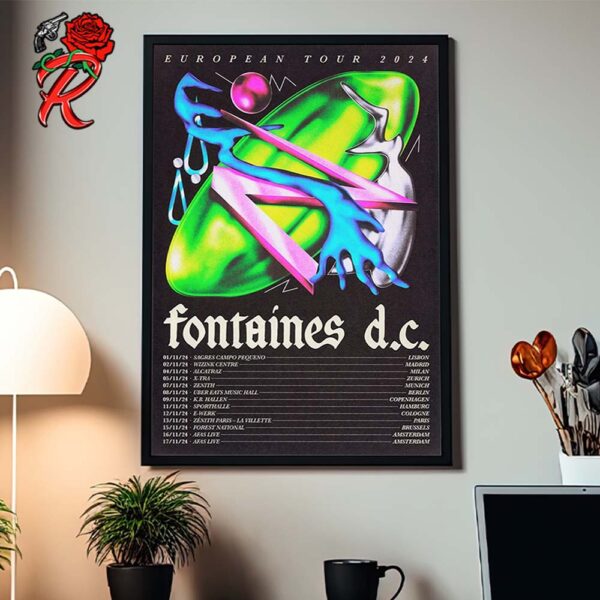 Fontaines DC European Tour 2024 On November Merch Poster Tour Dates List Home Decor Poster Canvas