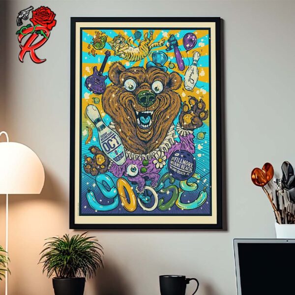 Goose Band 2 Night Run Poster For Shows In Miami Beach Florida At The Fillmore Miami Beach On October 29 And 30 2024 The Circus Bear Art Blue Version Home Decor Poster Canvas